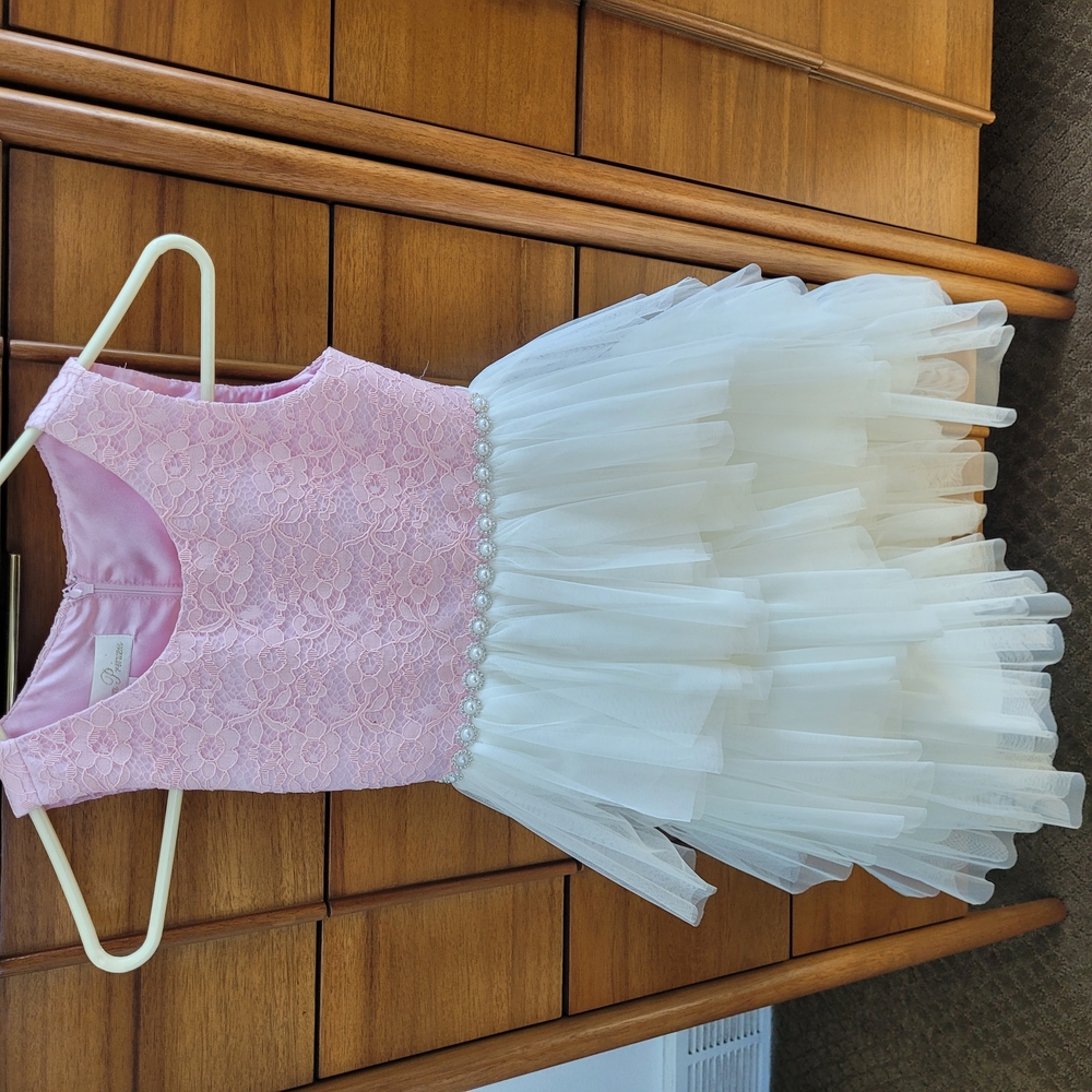 Pink and White Lace Kids Costume Dress